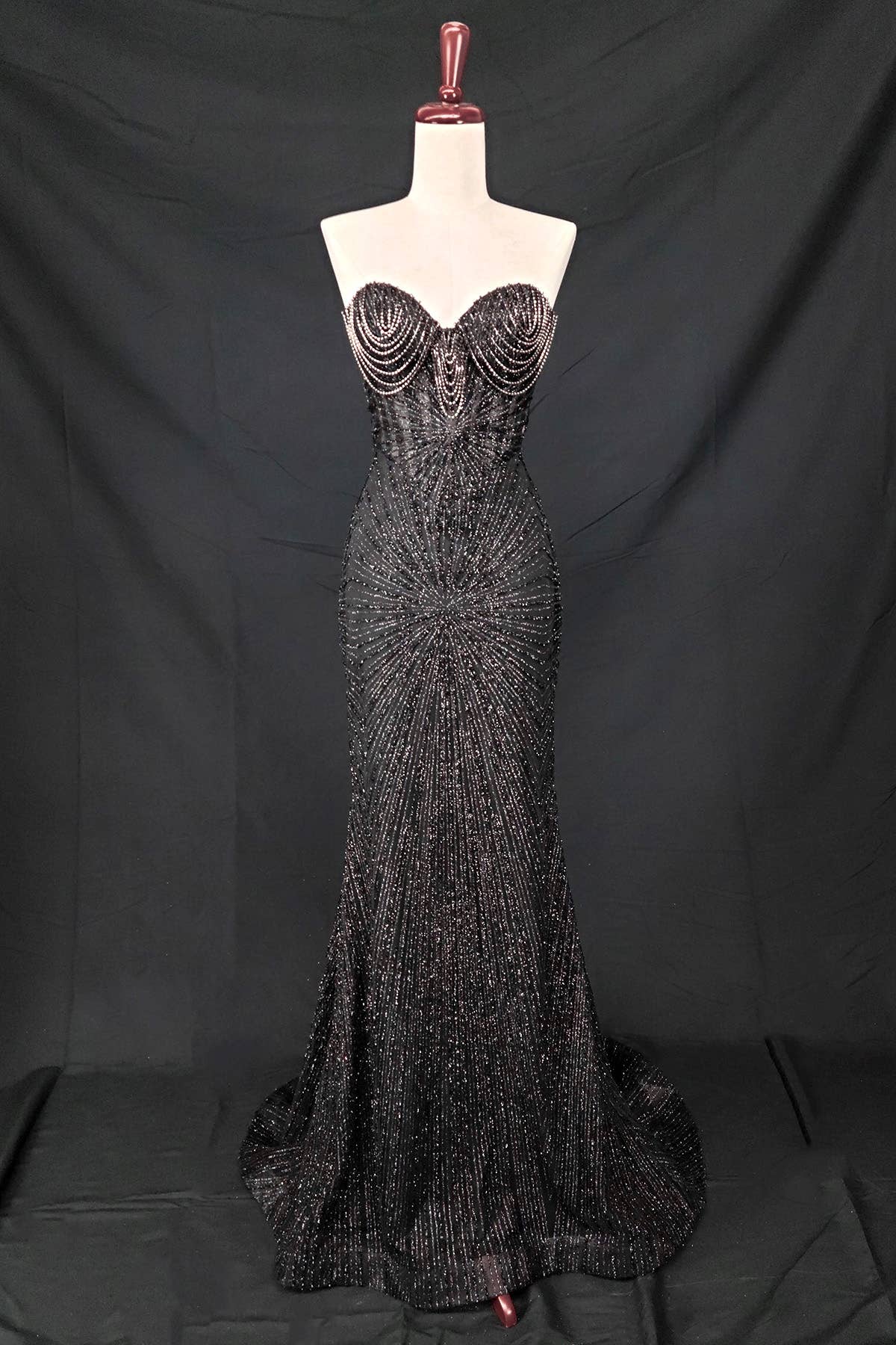 Chicas - Wholesale Gown - Women's - Long sparkling mermaid dress with hanging jewels CF00137