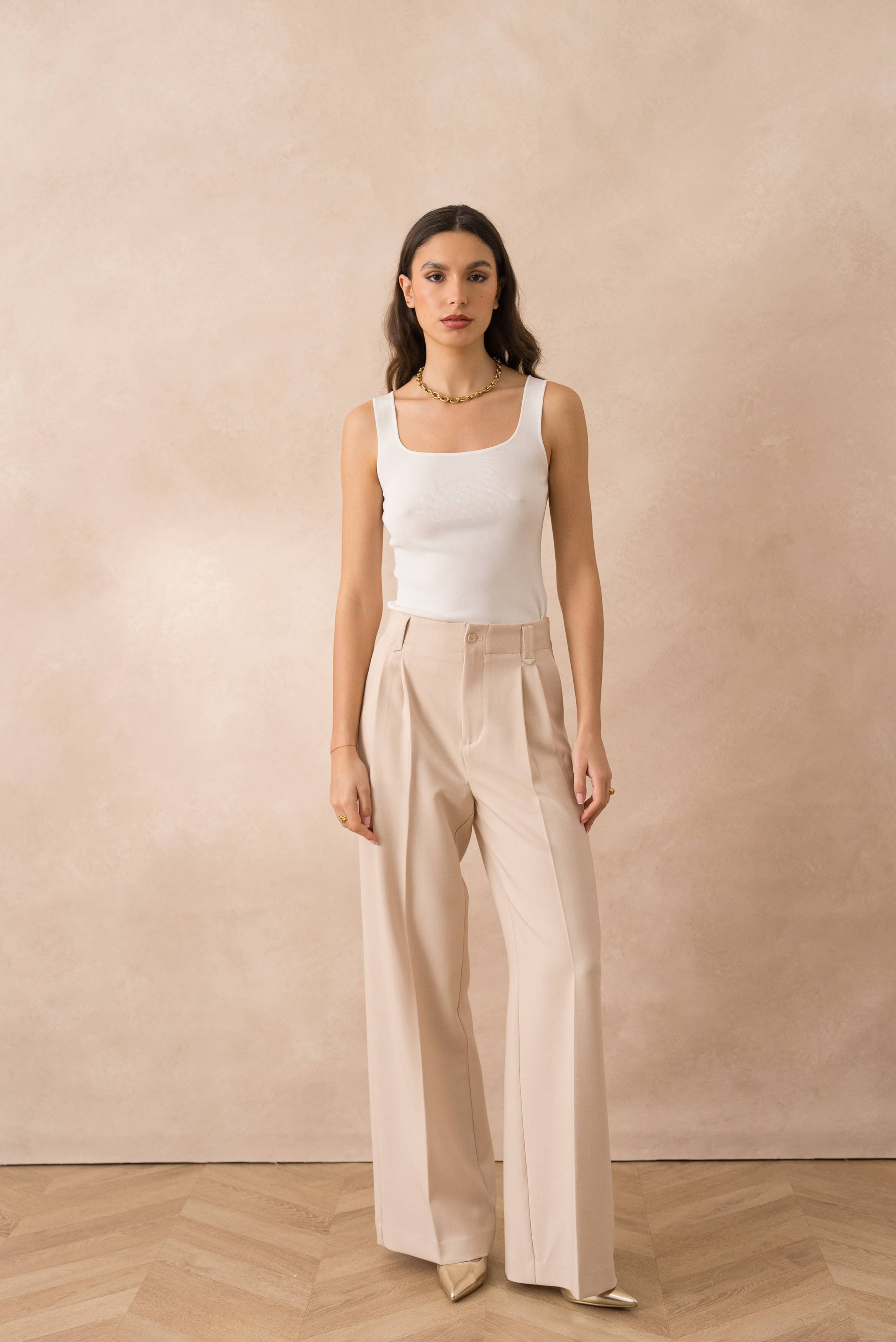 Attentif Paris - Vendita all'ingrosso Pantaloni eleganti - Donna - [Aura] Pantaloni ampi a vita alta con pinces21