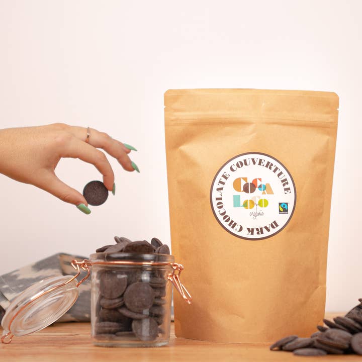 Cobertura de Chocolate Negro 72% - 1kg por atacado de Cocoa Loco