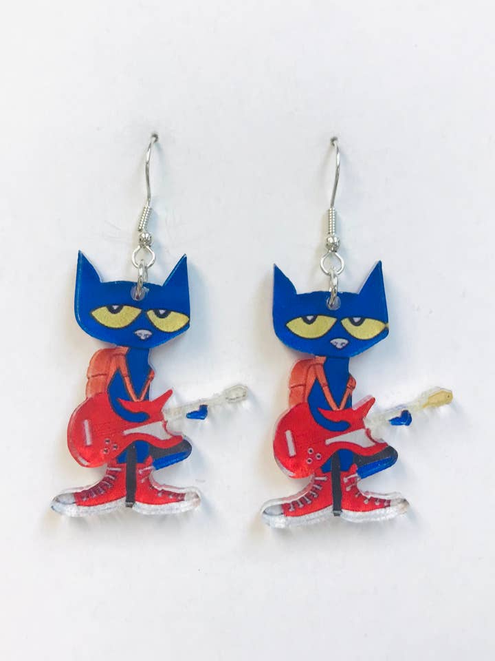 Acrylic Cat Playing Guitar Earrings for wholesale by SimpleNGreat