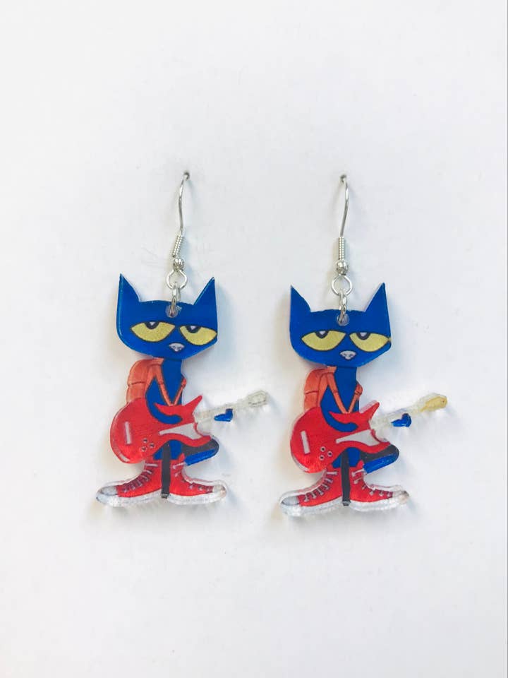 Acrylic Cat Playing Guitar Earrings for wholesale by SimpleNGreat
