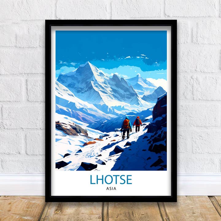 Pôster da Montanha K2 Arte da Cordilheira Karakoram Escaladores Pôster K2 Decoração de Paisagem do Paquistão Arte de Parede do Cume K2 Presente de Montanhismo por atacado de InkNPrintz