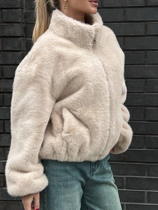 Beige Stand Fur Jacket Mid Heavy Off White N5Z849 for wholesale on Faire2