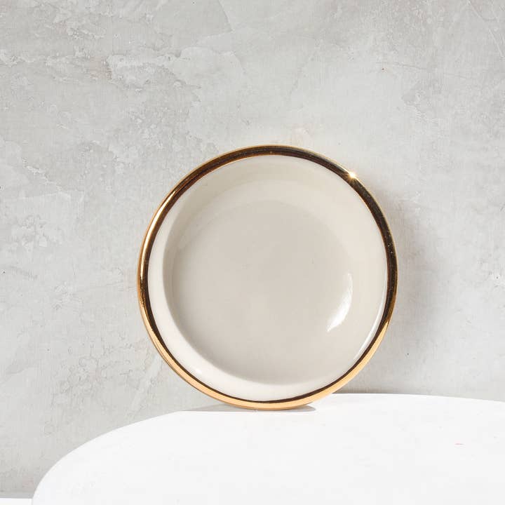 Ring Dish | Handmade Pottery with Gold for wholesale by Apricity Ceramics
