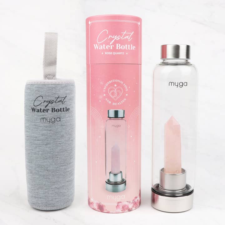 Myga Eco - Wholesale Water Bottle - Rose Quartz Crystal Glass Water Bottle