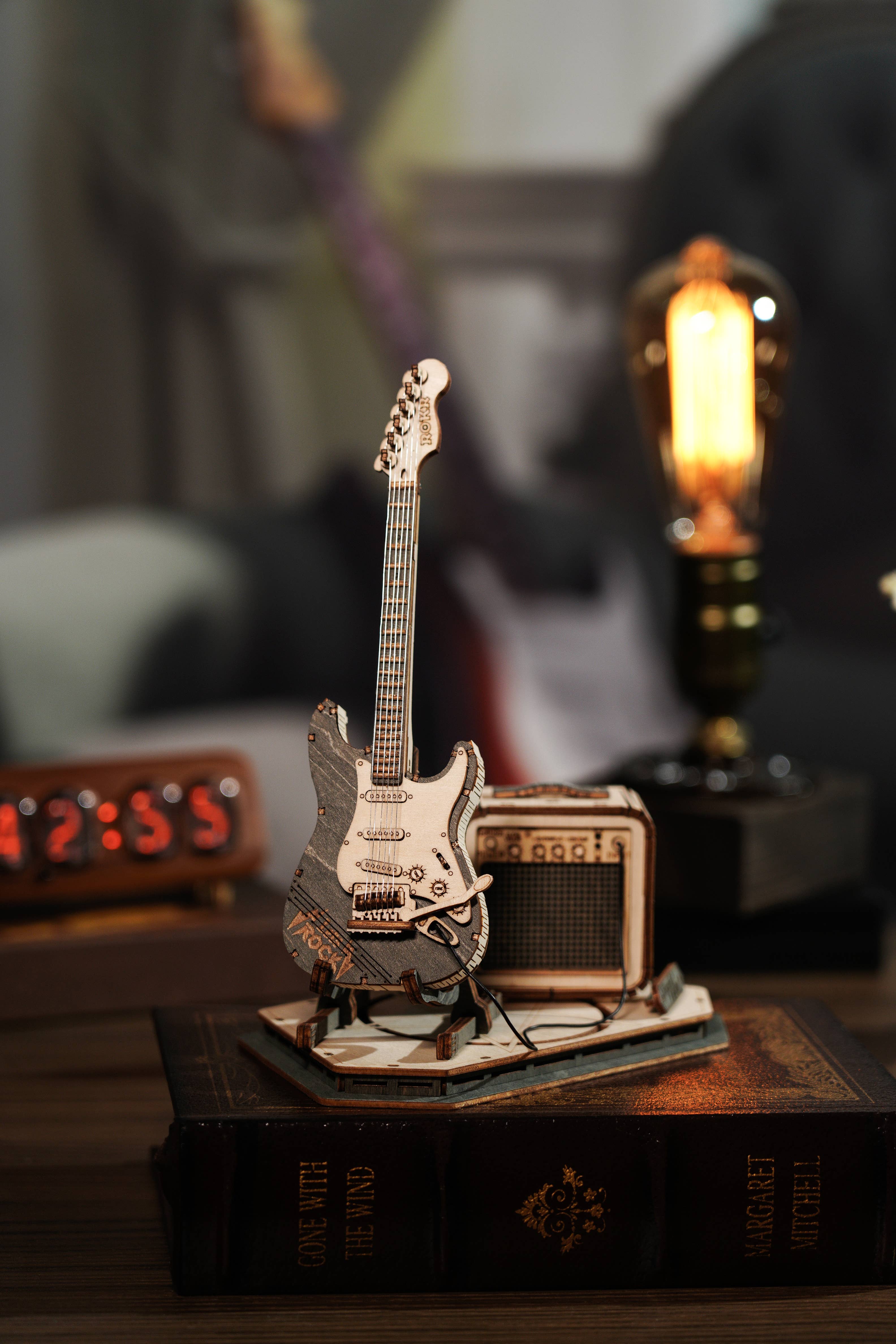 Hands Craft - Wholesale Puzzle - Kids - 3D Laser Cut Wooden Puzzle: Electric Guitar3