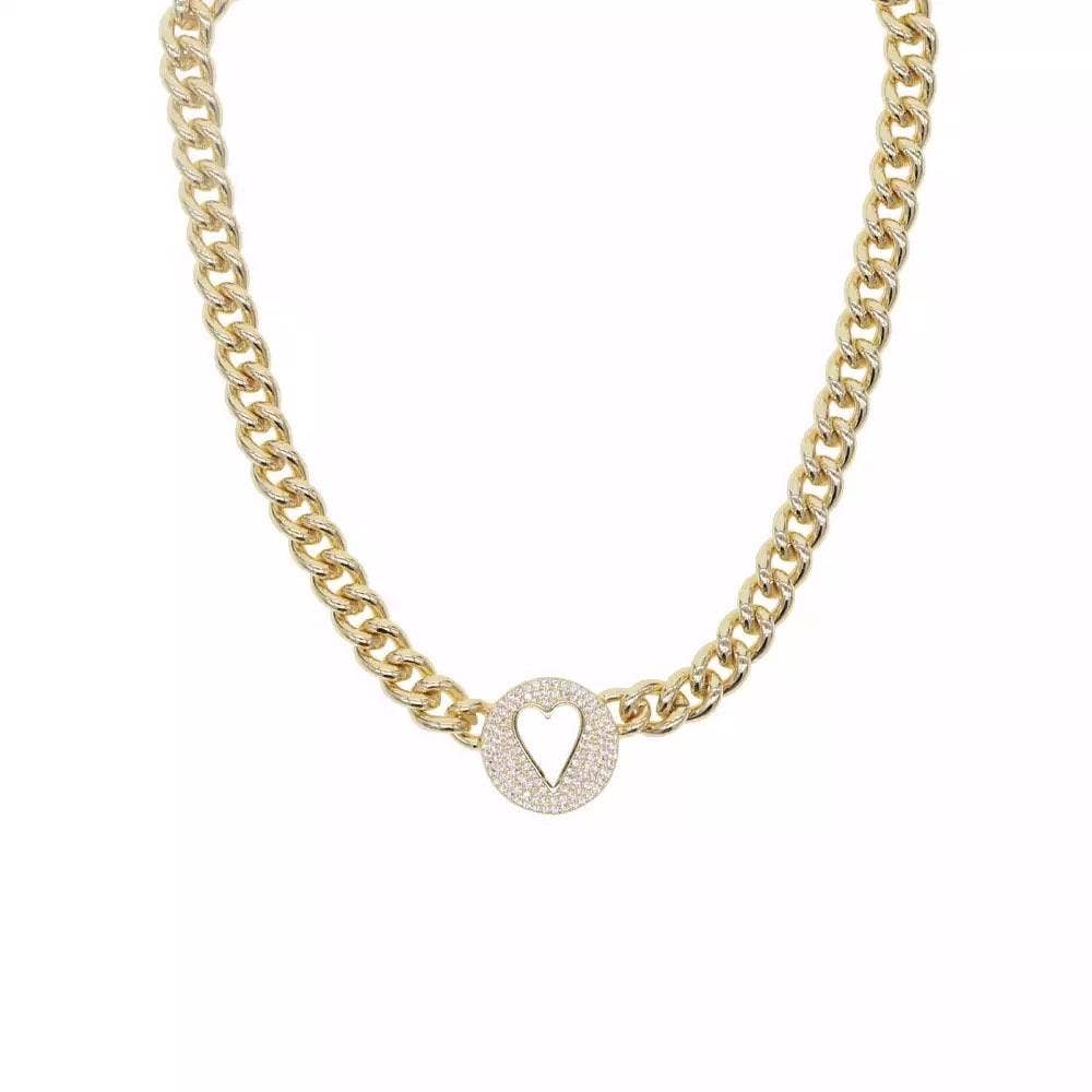 Sahira Jewelry Design - Wholesale Link & Chain Necklace - Pave Heart Chain6
