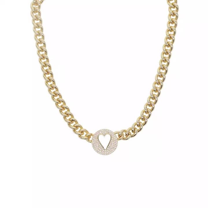 Sahira Jewelry Design - Wholesale Link & Chain Necklace - Pave Heart Chain6