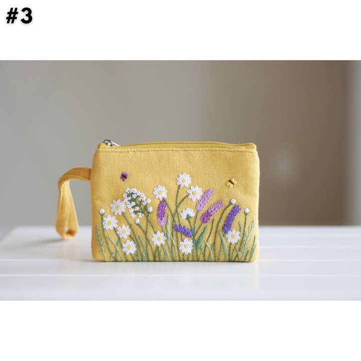 Finer Embroidery - Wholesale Wristlet - Hand Embroidered Coin Purse Wristlet with Flower Embroidery4