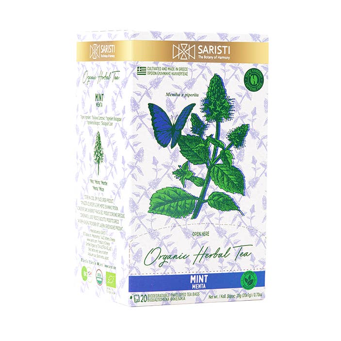 Chá de ervas orgânico SARISTI MINT, caixa 20 SW por atacado de SARISTI