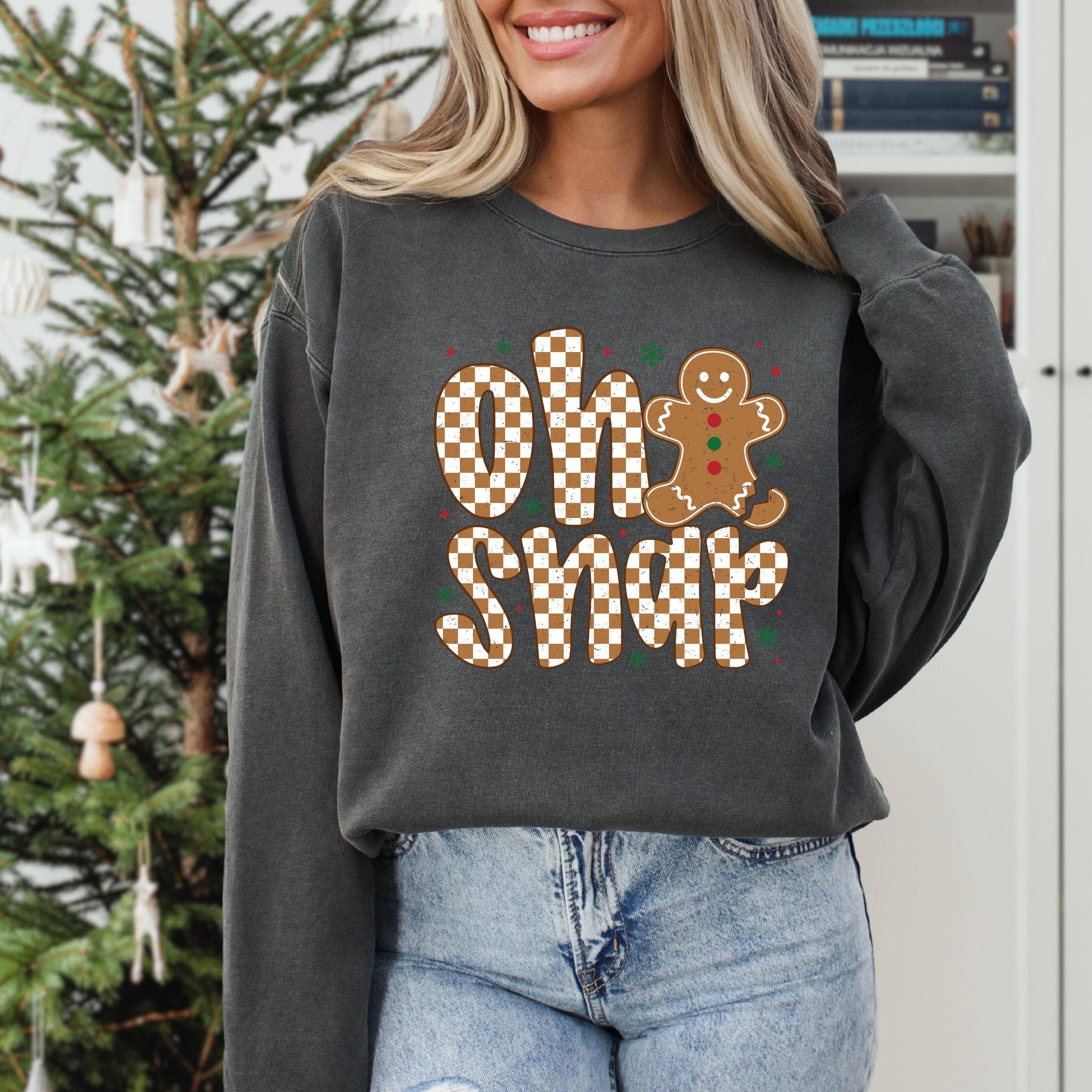 Glaime - Wholesale T-Shirt (Graphic) - Women's - Comfort Colors Oh Snap Shirt, Gingerbread Sweatshirt2