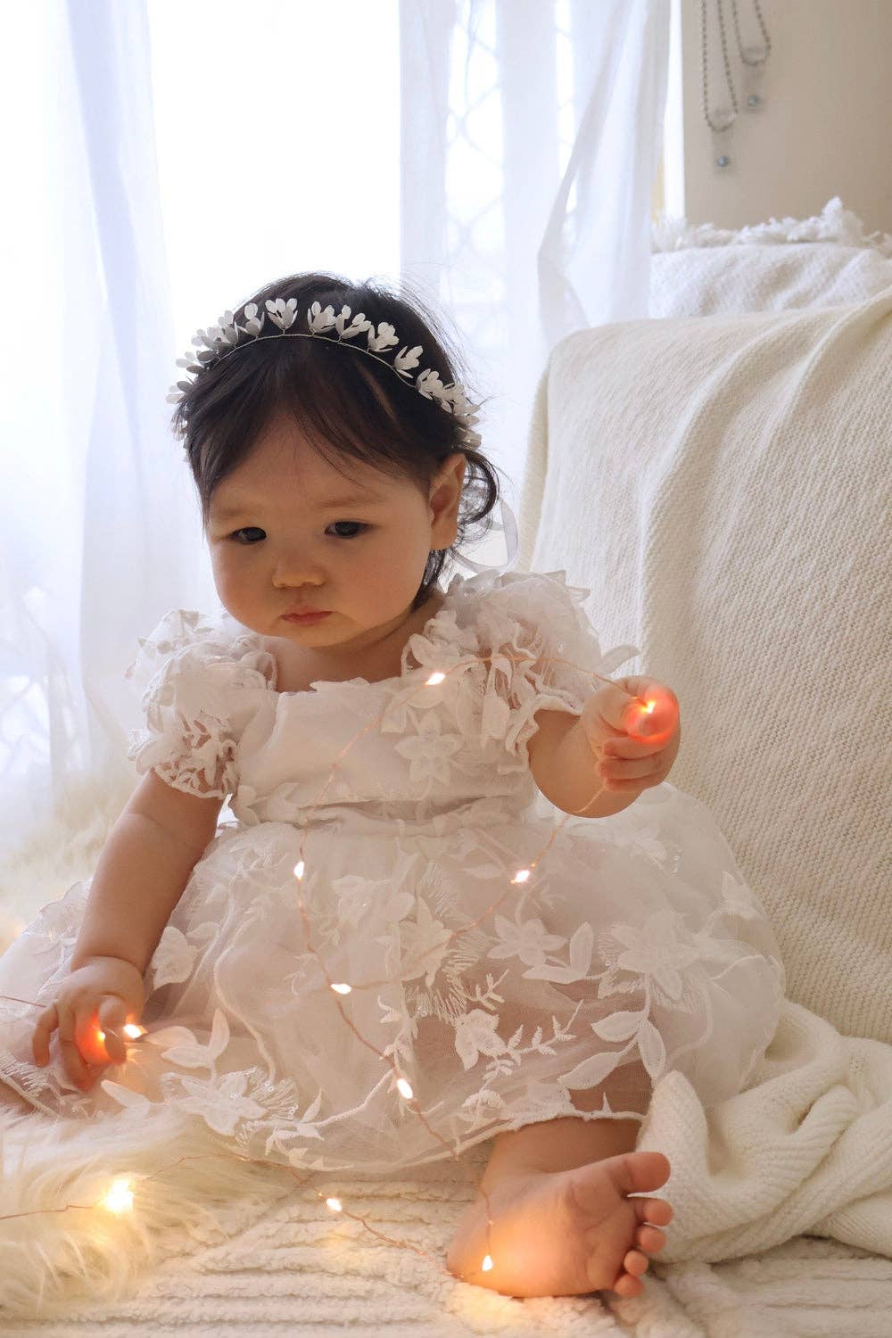 A Little Lacey - Wholesale Dress – Baby - Petal White Embroidered Baby Dress