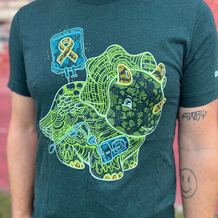 Childhood Cancer Awareness Dino "Find A Cure" Unisex T.Shirt for wholesale by Artery Ink