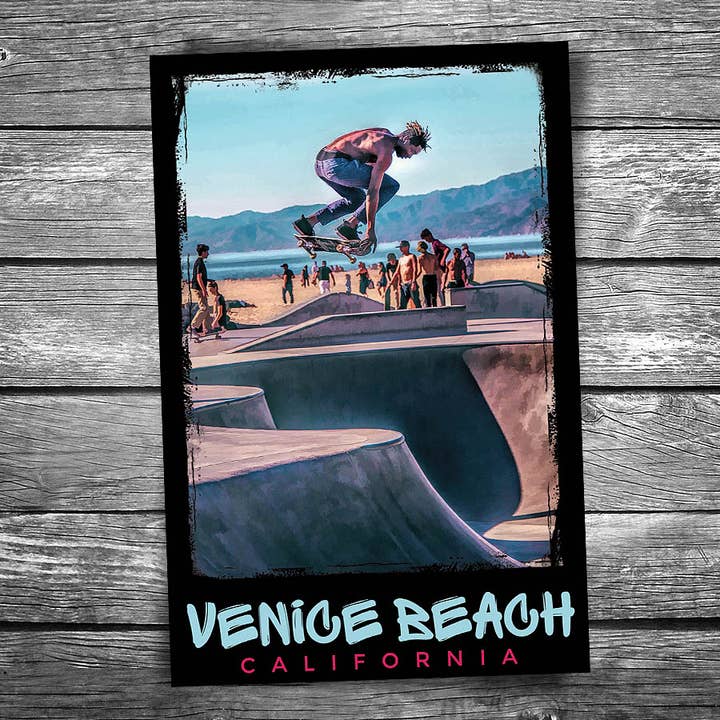 Venice Beach Skateboarder Postcard for wholesale by Christopher Arndt Postcard Co.