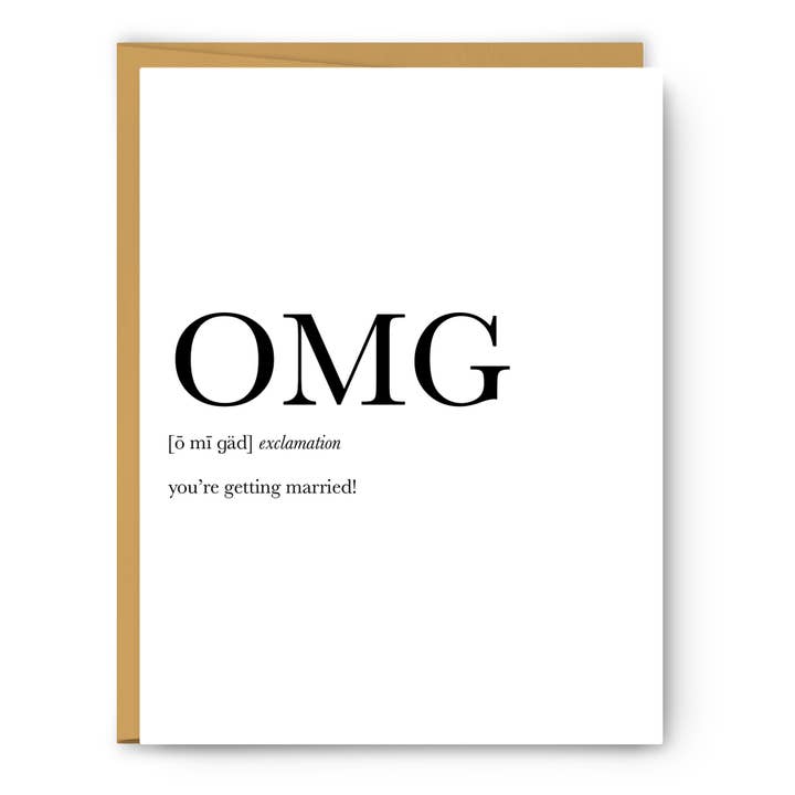 OMG! You're getting married! - Wedding & Engagement Card for wholesale by Footnotes