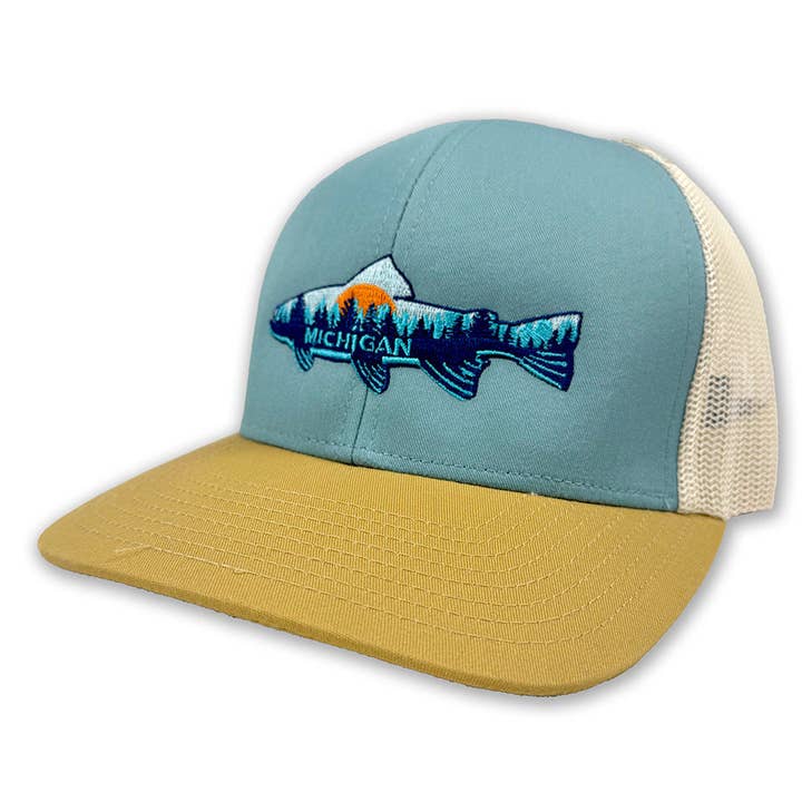 Michigan Brook Trout Trucker Hat for wholesale by Unparalleled Apparel