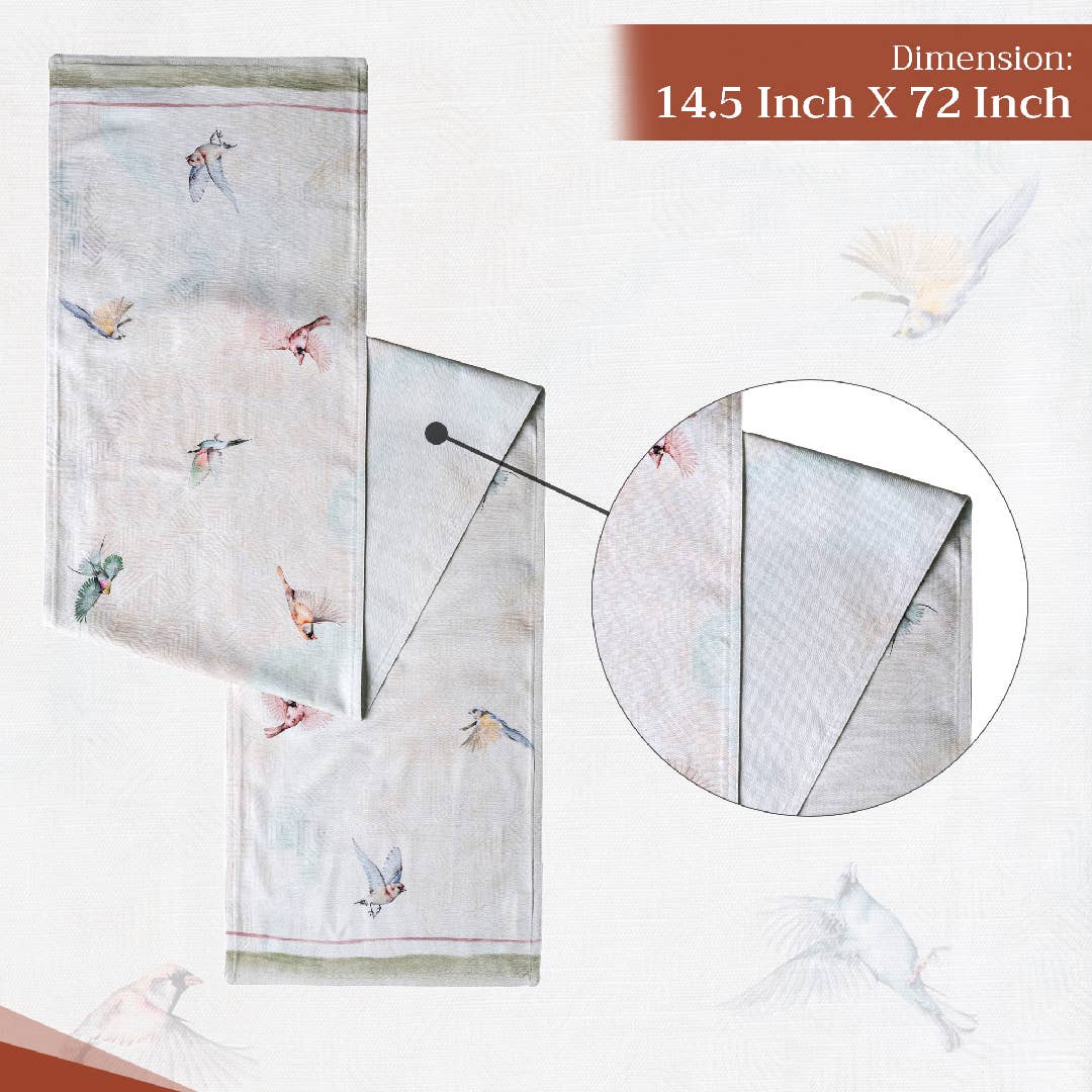Maison d'Hermine - Design in Every Thread - Wholesale Table Runner - Table Runner 100% Cotton - Double Layer - Flying Birds3
