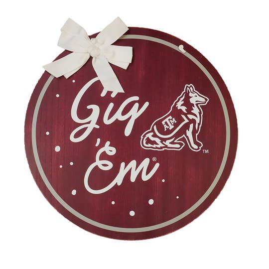 Texas A&m Spirit Wood Door Hanger for wholesale by Valiant Gifts Inc