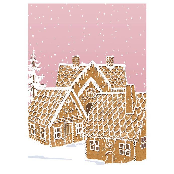 Carte de vacances en pain d'épice rose pour la vente par Studio Eleven Papers