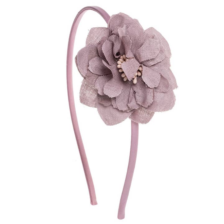 Faixa de cetim com flor endurecida e estames por atacado de Siena Hair Accessories