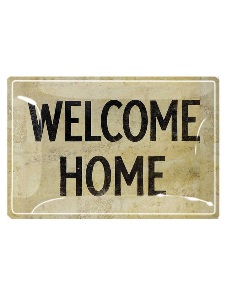 Welcome Home Parchment Decoupage Glass Tray for wholesale by Ben's Garden
