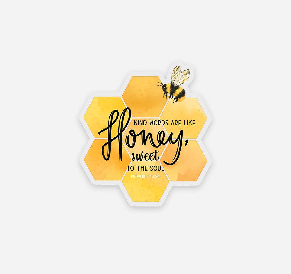 Wild Peonies Studio - Wholesale Sticker - Kind Words Are Like Honey, Proverbs 16:24 Clear Vinyl Sticker3