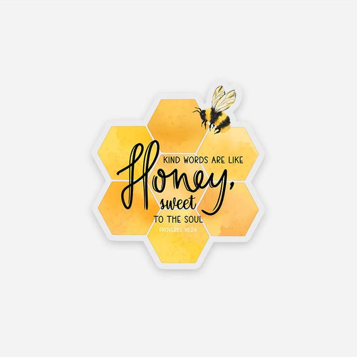 Wild Peonies Studio - Wholesale Sticker - Kind Words Are Like Honey, Proverbs 16:24 Clear Vinyl Sticker3