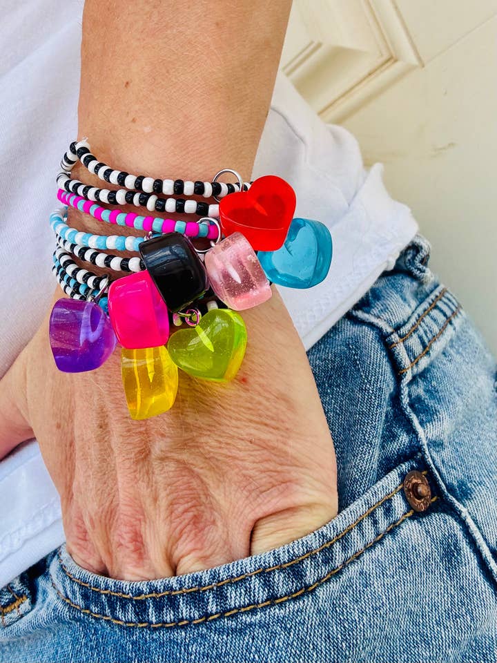 Beaded Bracelet/Heart Bracelets/Bracelet Stack for wholesale by Wild Hancock Creations