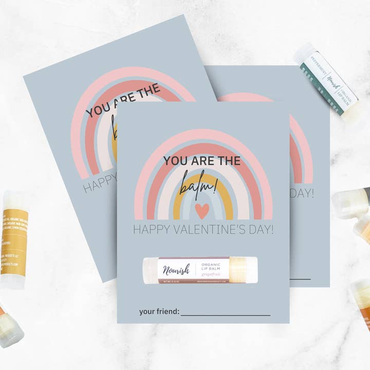 Tarjeta de San Valentín "Eres el Bálsamo" con bálsamo labial - Arcoíris para venta al por mayor de Nourish Natural Products