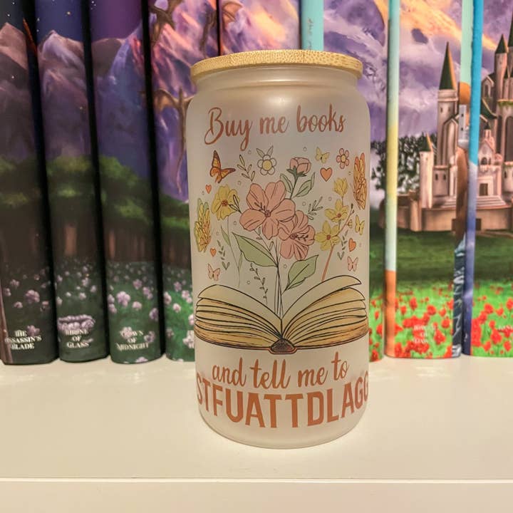 Treasured Tropes Paper Co - Wholesale Drinking Glass/Cup - Stfuattdlagg| Reading Floral | Smut Cup | Iced Coffee Glass2