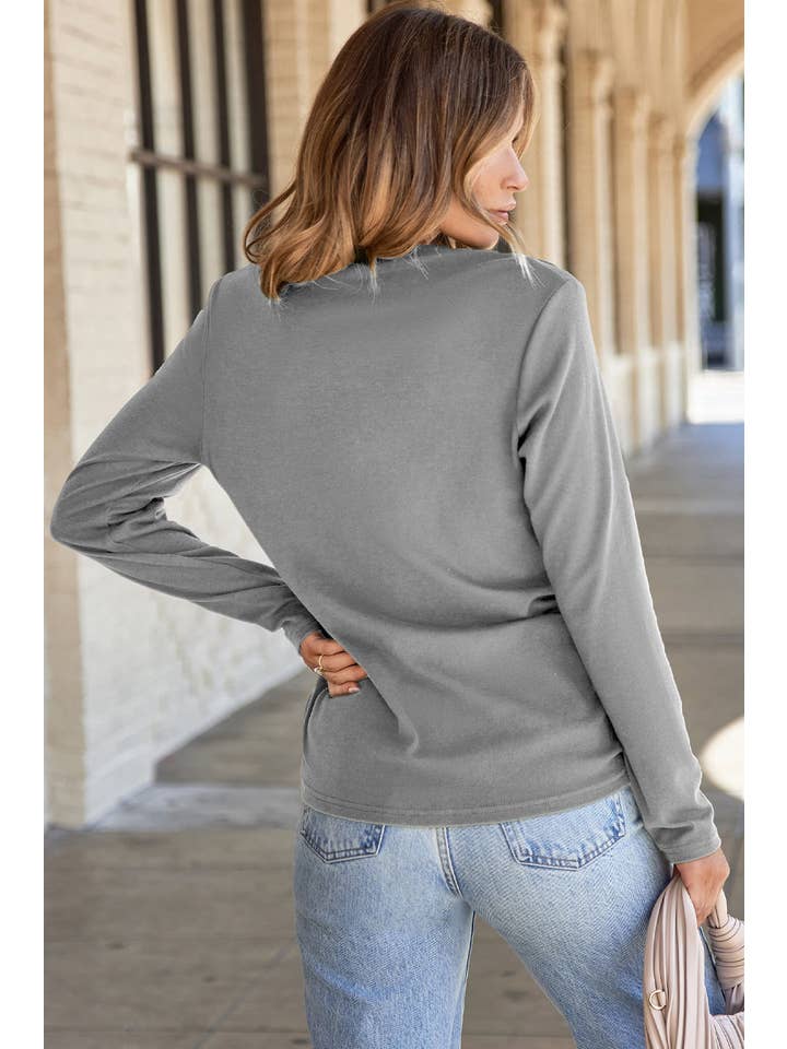 PRETTY BASH - Wholesale Knit Top - Women's - Solid Reverse Seam Crew Neck Long Sleeve Top16