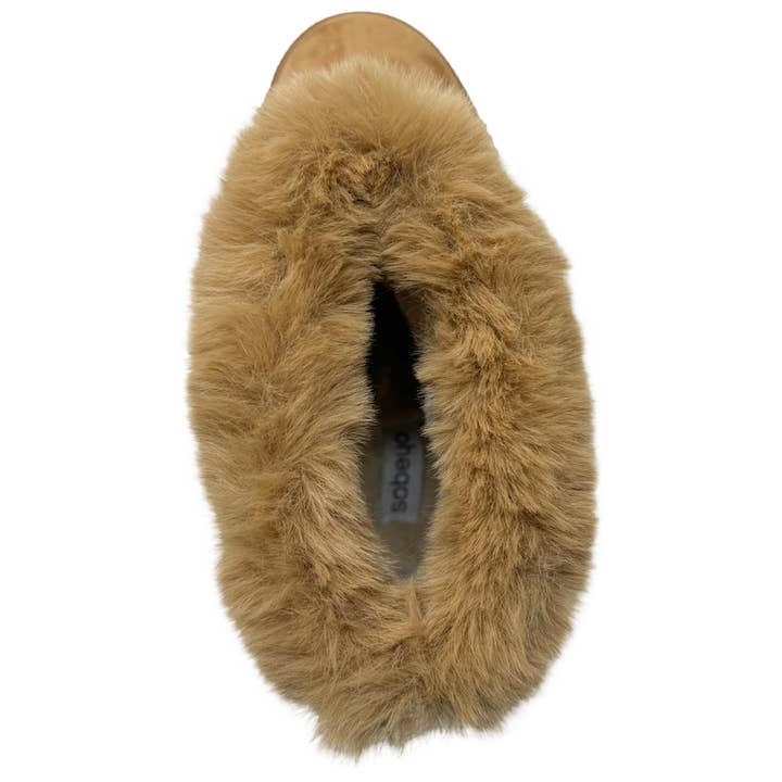 Women's Platform Booties Faux Suede Fur Lining Pull On Cuff Boots Tan Suede for wholesale on Faire5