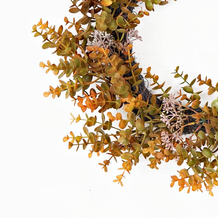 Holiday Depot Inc. - Wholesale Wreath - 530100- 22in Twig Wreath-Fall Mix Seeded Eucalyptus1