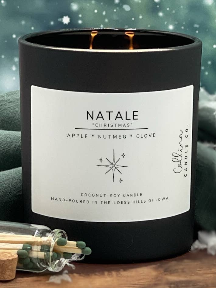 Natale 10.5 oz Christmas Coconut-Soy Candle Apple Spice for wholesale by Collina Candle Co., LLC