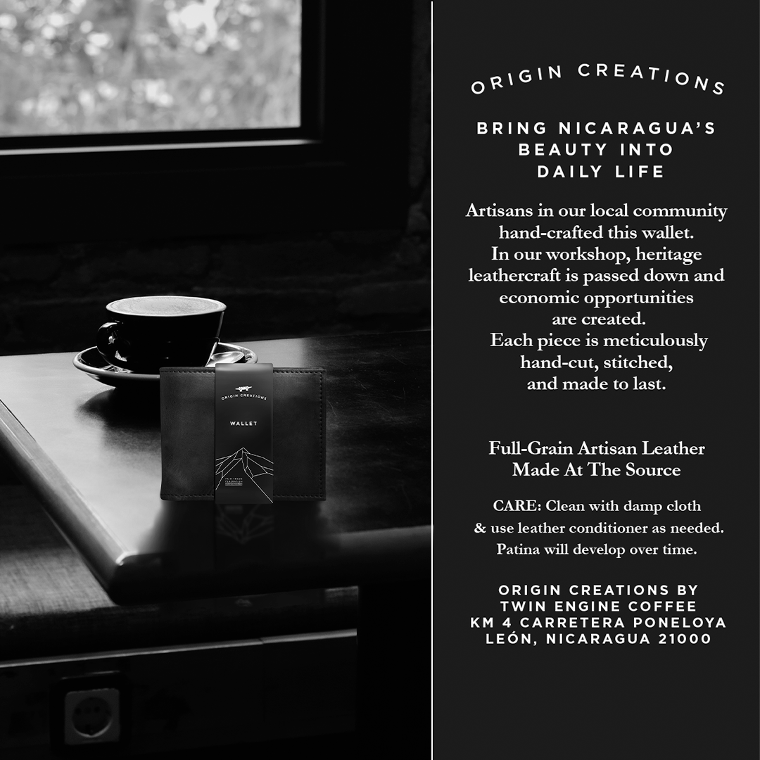 Twin Engine Coffee - Wholesale Wallet - Men's - BIFOLD Leather Wallet  Electric Black  /  Fair Trade Artisan6