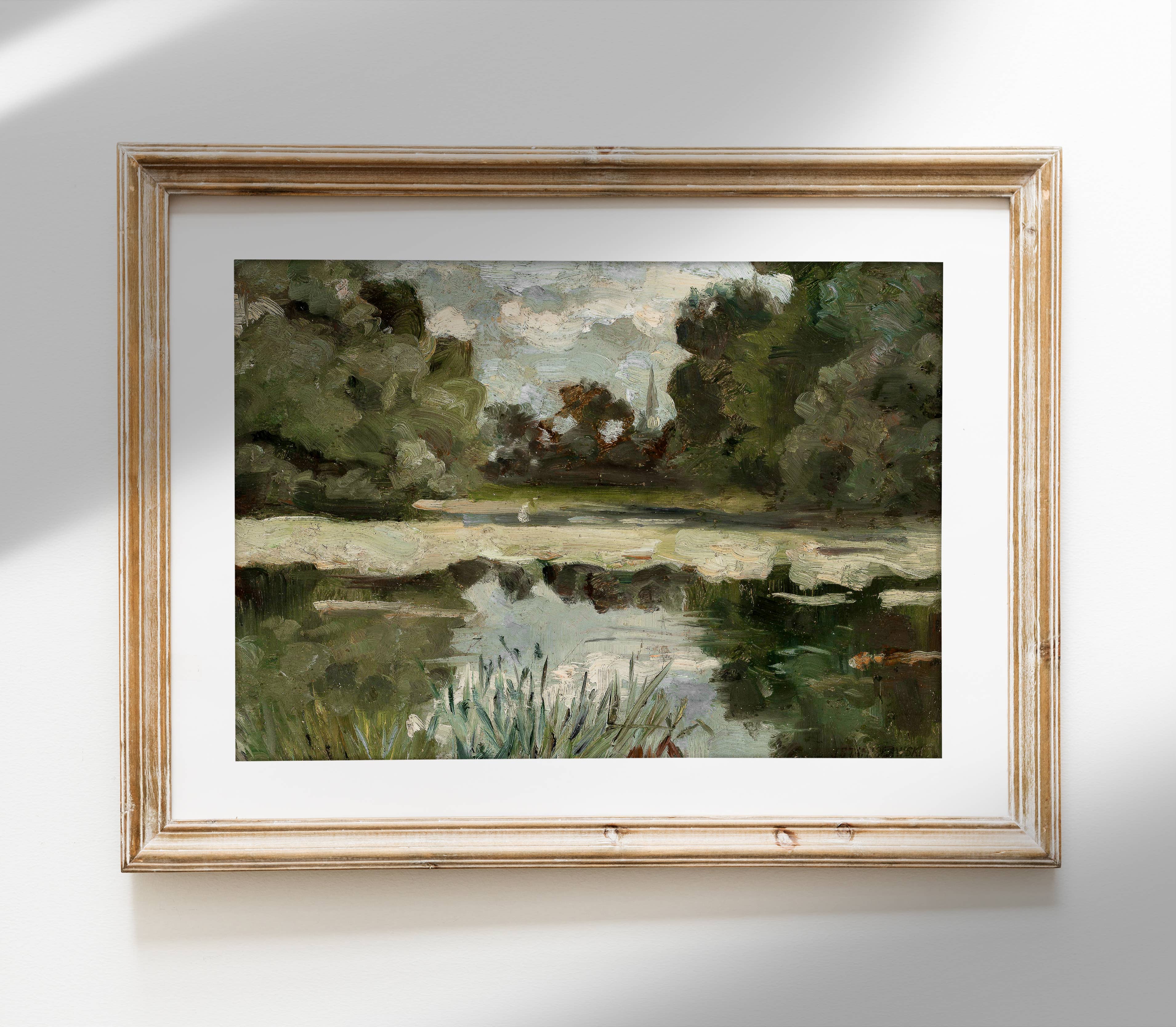 Hyggely - Wholesale Art Print - Vintage Earthy Painting | Green Landscape Art Print L2534