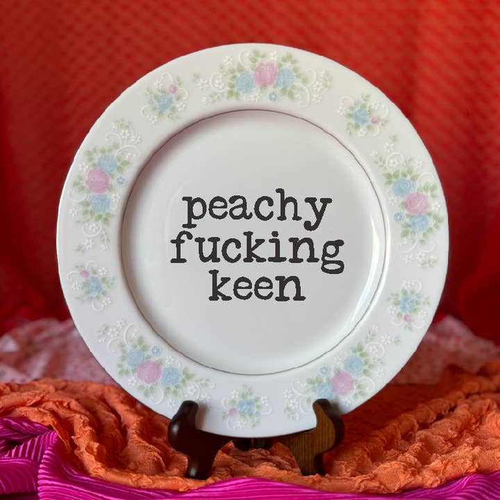 pretty little creeps - Wholesale Decorative Plate/Dish/Bowl - Upcycled Funny Plates, Peachy Keen, Gift Shop, Tourist 0