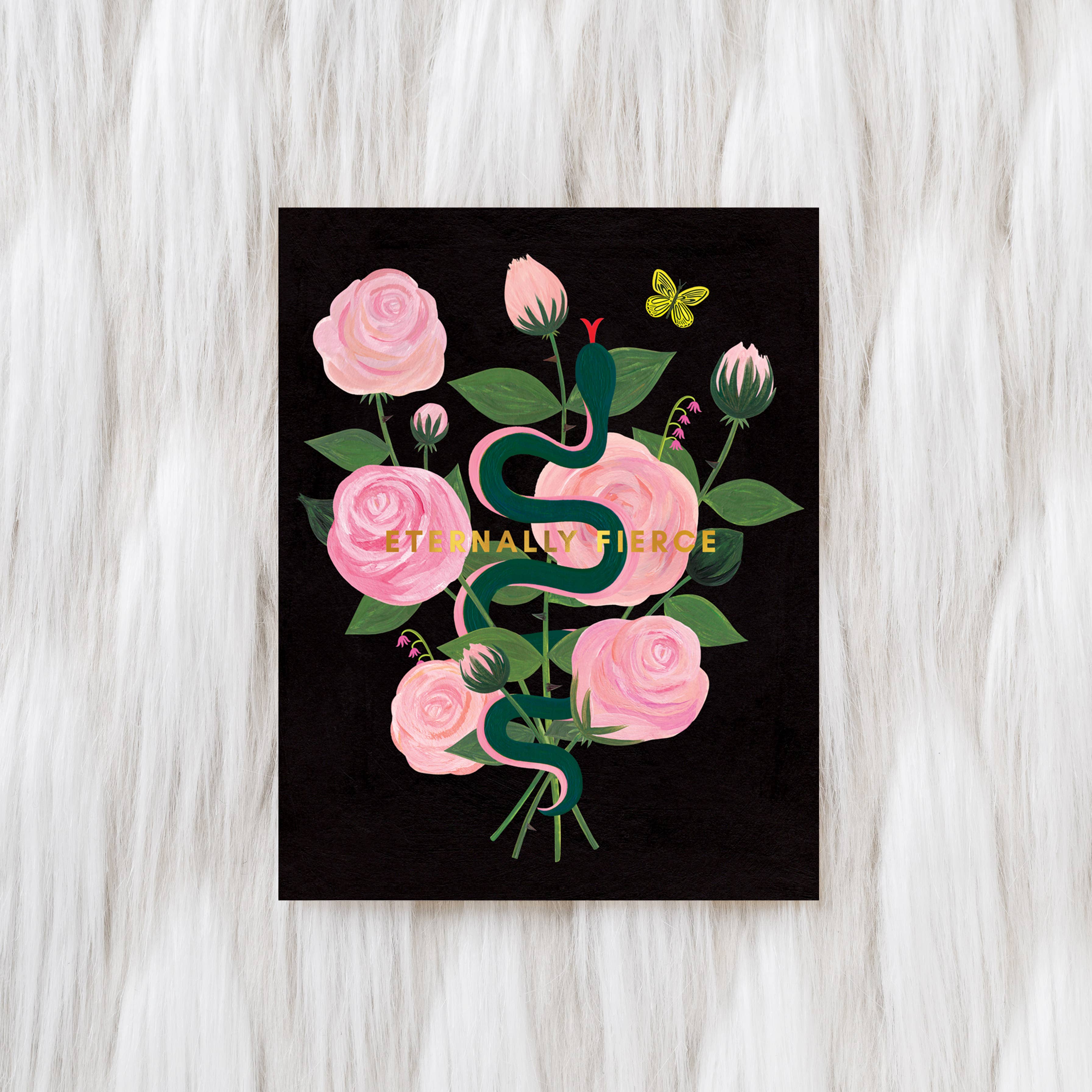 Girl w/ Knife - Wholesale Everyday Greeting Card - Eternally Fierce Greeting Card (Midnight) - Gold Foil2