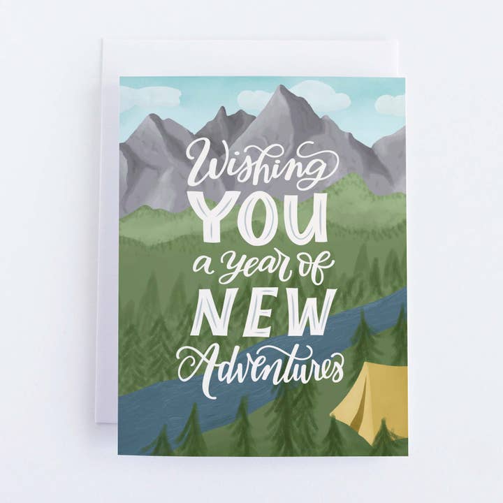Pedaller Designs - Wholesale Birthday Card - Wishing you a Year of New Adventures Camping Birthday Card