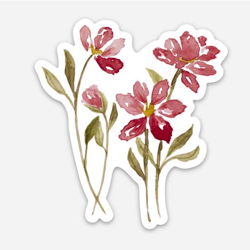 Lisee Ree Designs - Wholesale Sticker - Red Flowers Vinyl Sticker