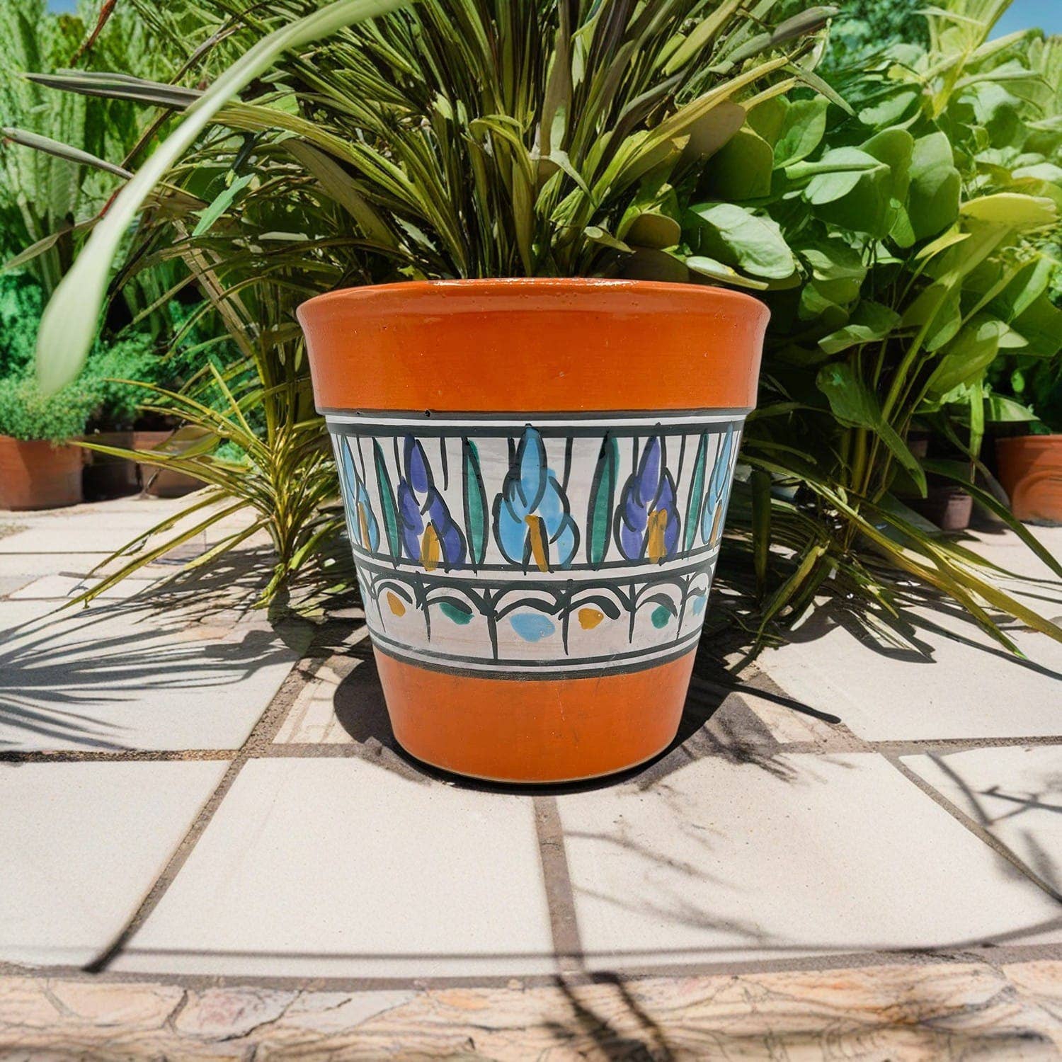 Etnico del Mondo – Engroshandel Plantekrukke – Håndlavet tunesiske terracotta keramiske blomsterpotte#140