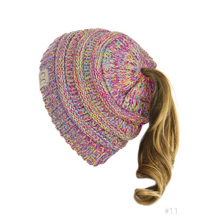 Hana - Wholesale Beanie - Kids - C.C Kids Four Tone Ponytail Beanie