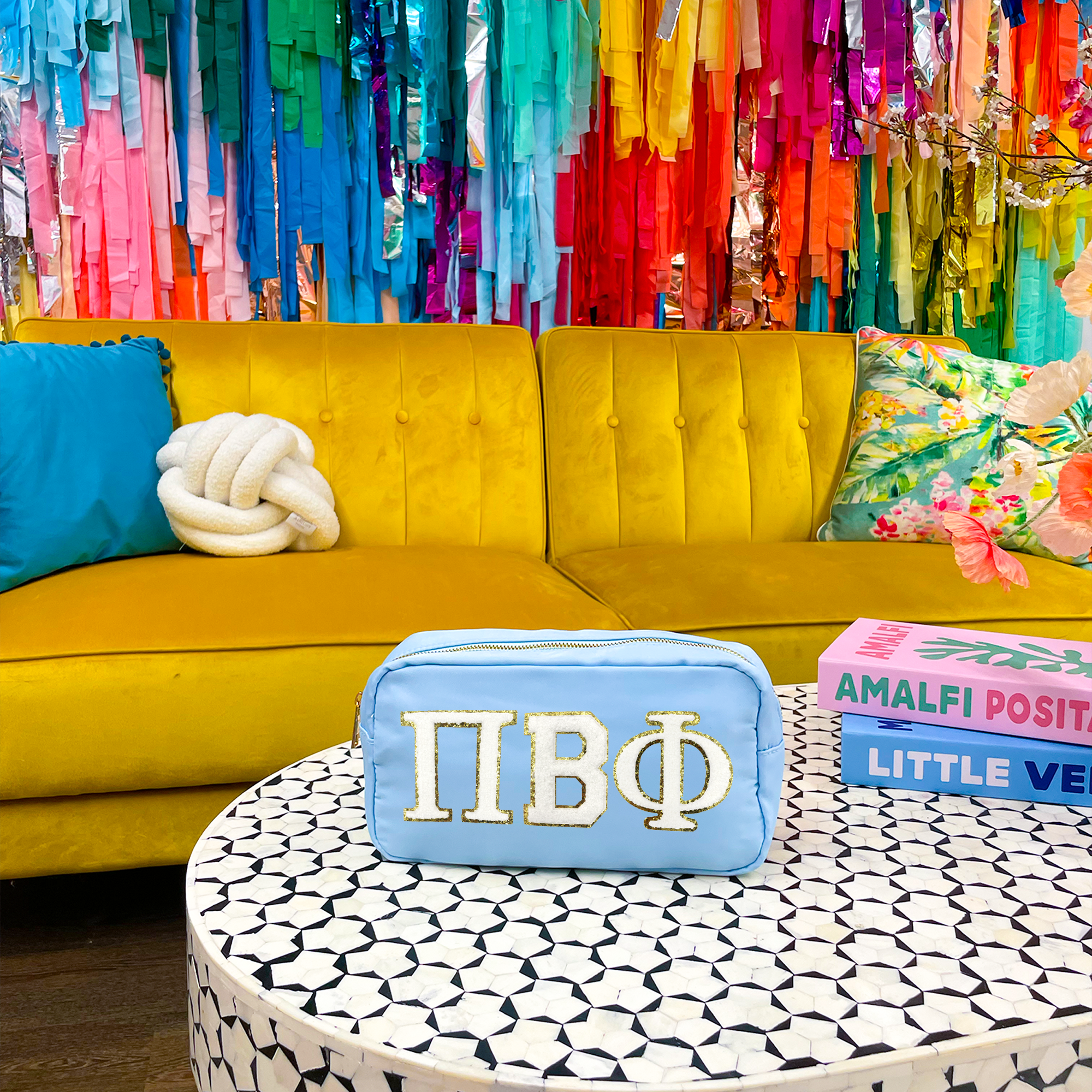 The Crafty Engineer - Wholesale Makeup/Cosmetic Bag - Sorority Nylon Glitter Greek Letter Patch Travel Bag1