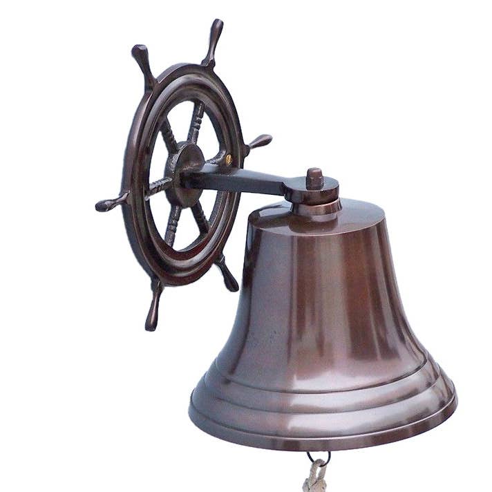 Antieke koperen hangende scheepswielbel 8"” voor wholesale door Hampton Ironworks