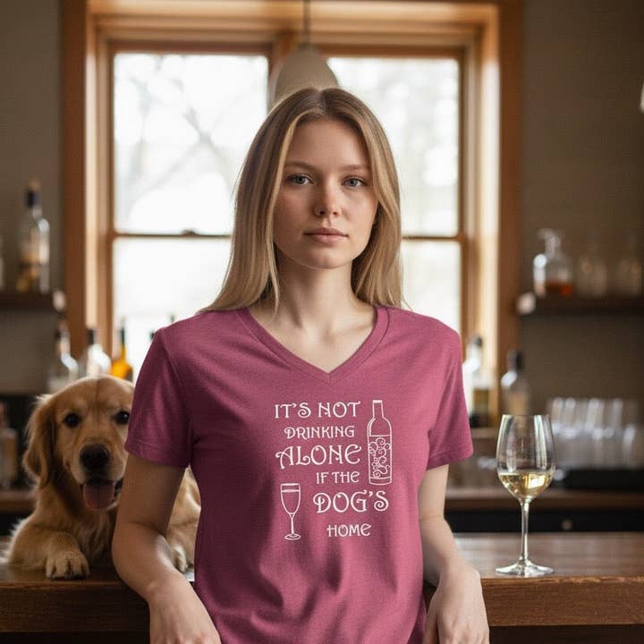 It's Not Drinking Alone Dog (Raspberry Fleck) Women's T Shirt for wholesale by Tug Tees