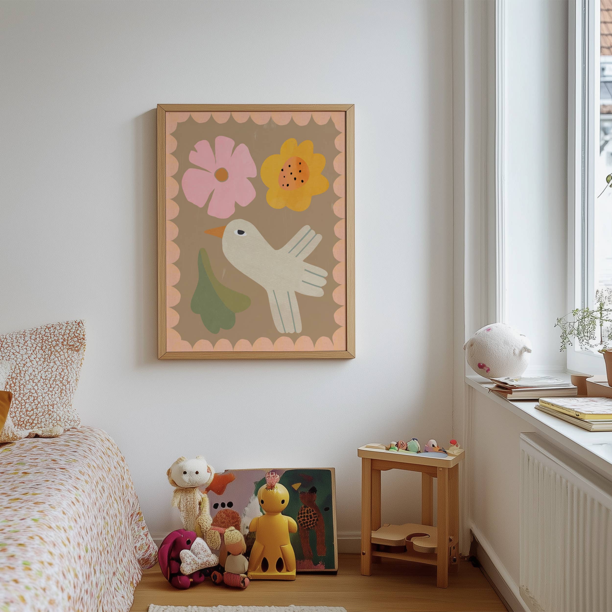 Lara and Kin - Wholesale Art print – Kids & baby - Bird and Flower floral nursery wall art print, kids decor1