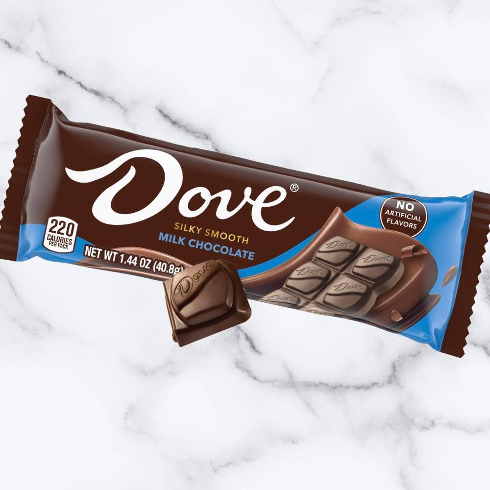 Snacky Candy - Vente Barre chocolatée - Dove Chocolat au Lait Singles Doux et Soyeux 1,4 oz 18 unités1