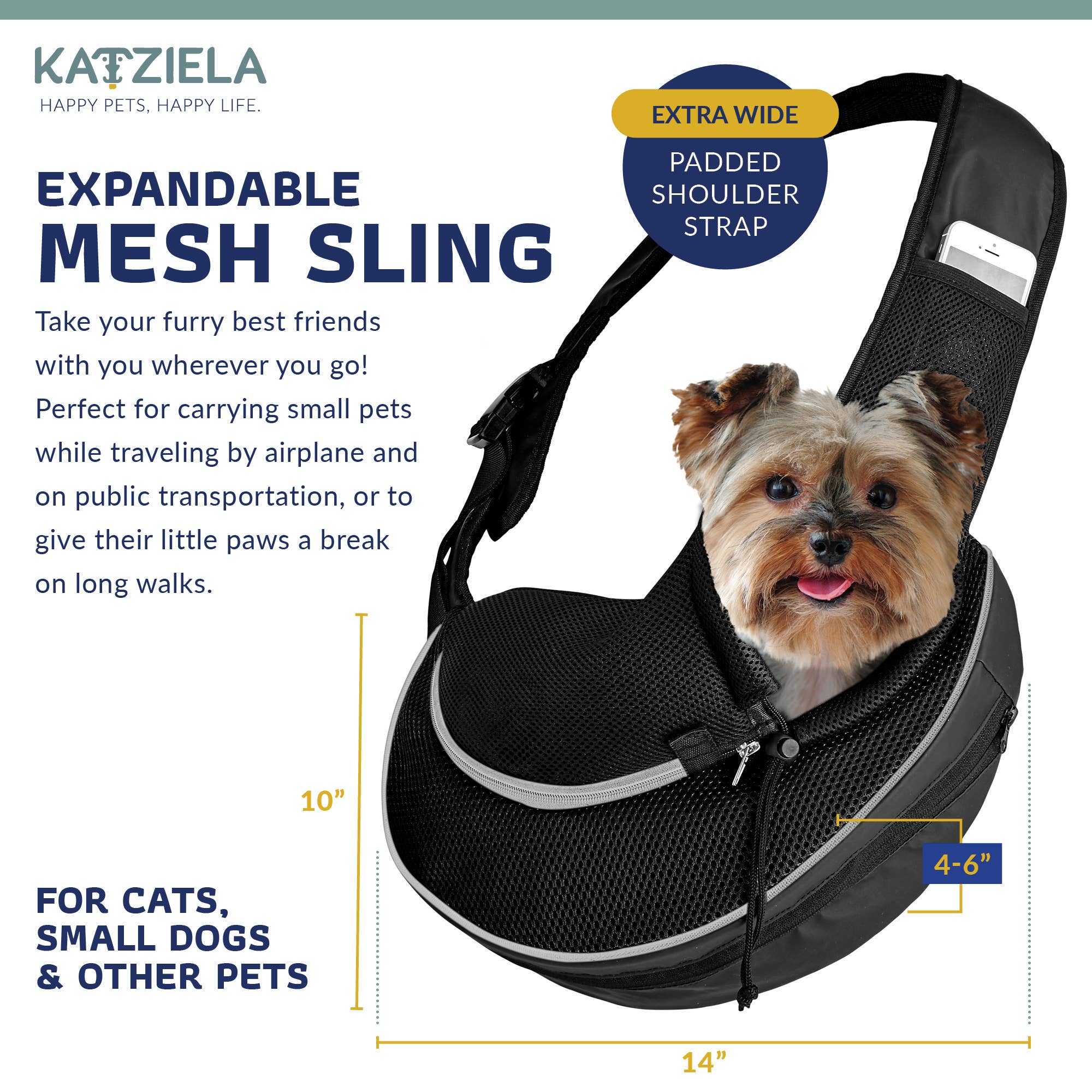 Katziela - Wholesale Pet Carrier - Cat/Dog - Pet Carrier Expandable Sling For Small Dogs And Cats Black4