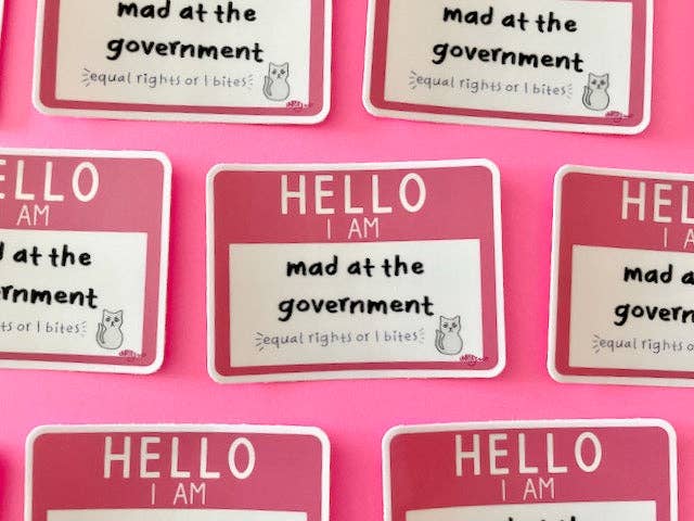 Unruly Wit - Wholesale Sticker - Hello, I Am Mad at the Government 3" Vinyl Sticker1