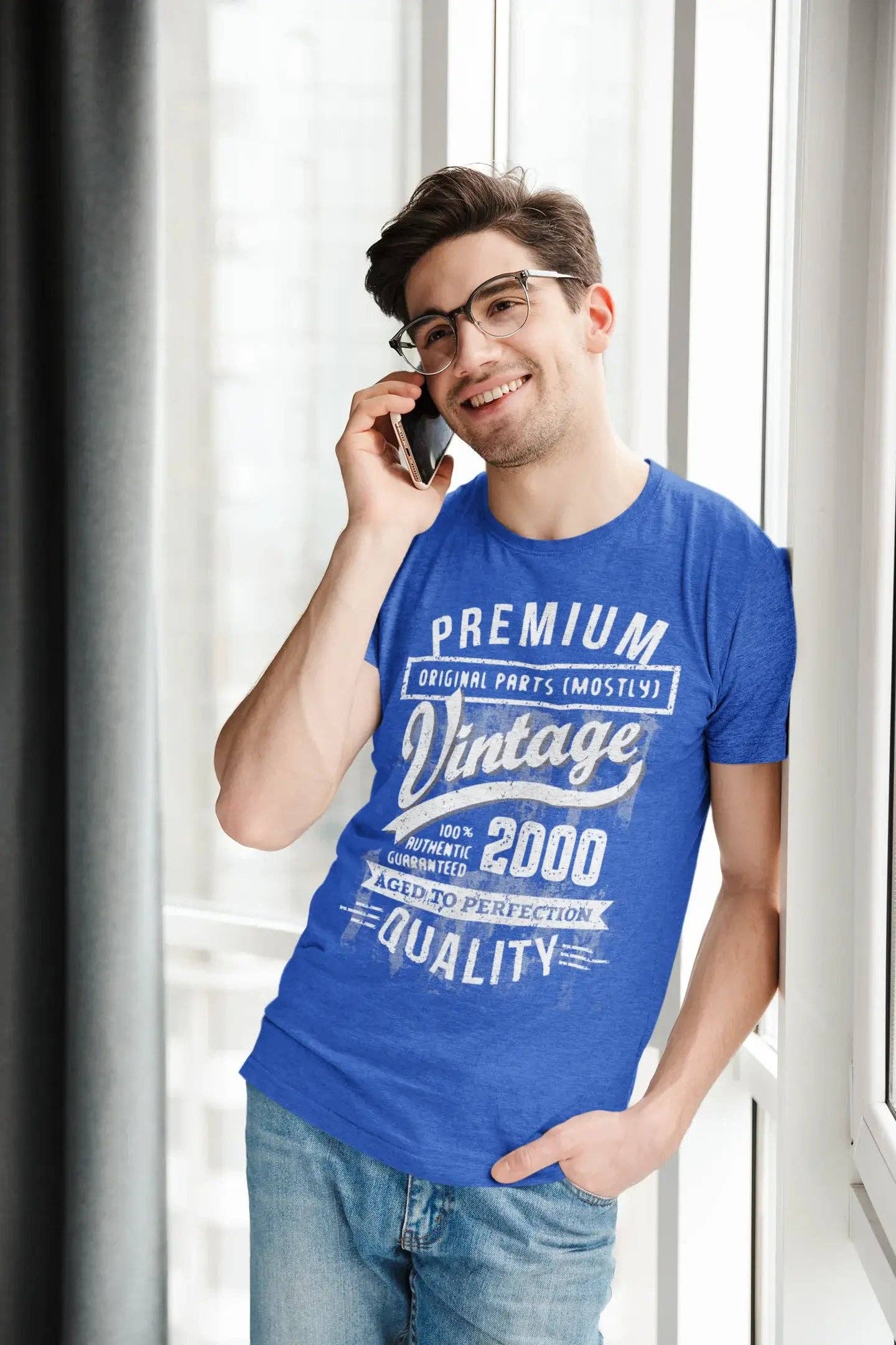 Gris chiné ULTRABASIC - T-shirt cadeau d'anniversaire graphique pour homme, 2000 Aged to Perfection en vente sur Faire7